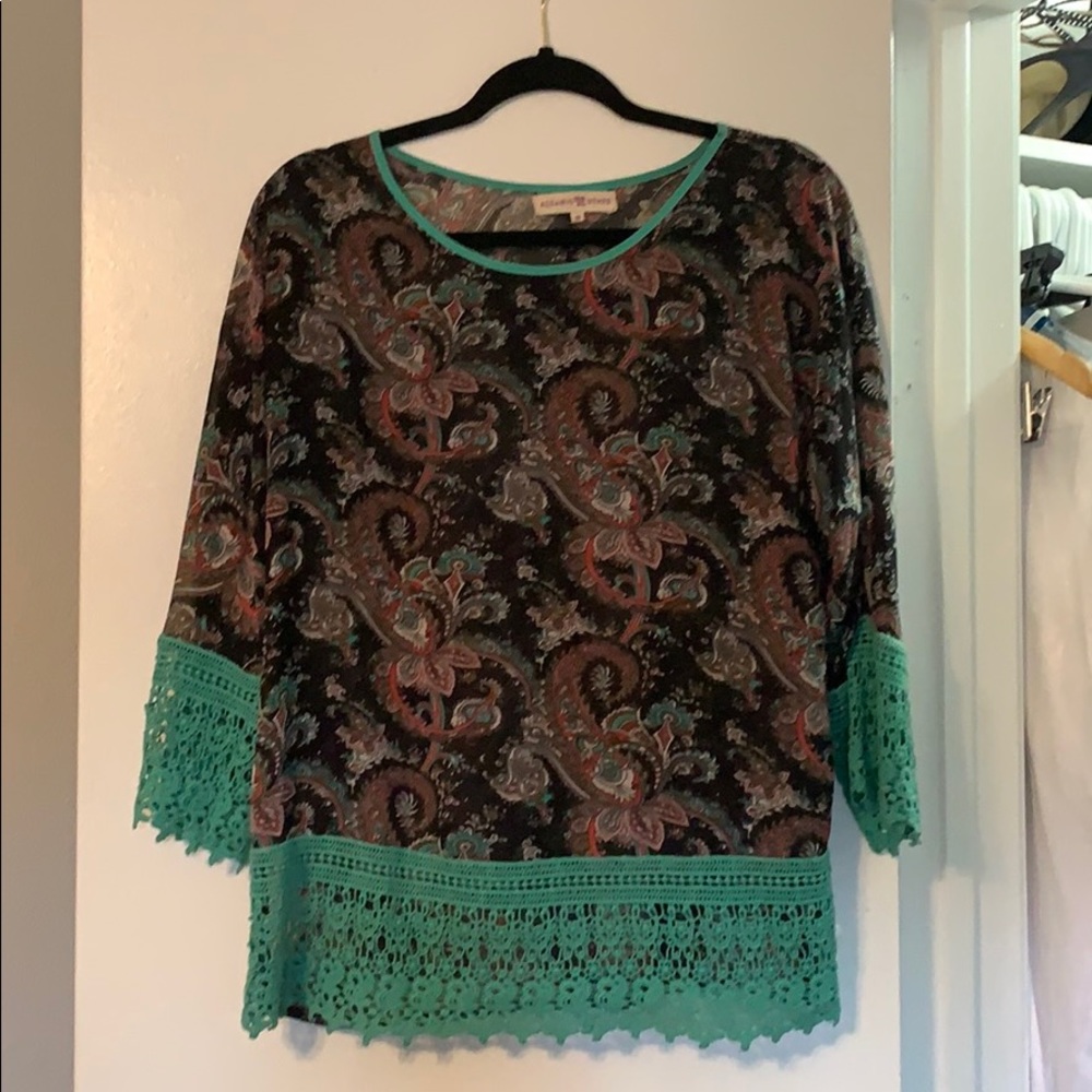 S Altar’d State Patterned shirt with Seafoam Green